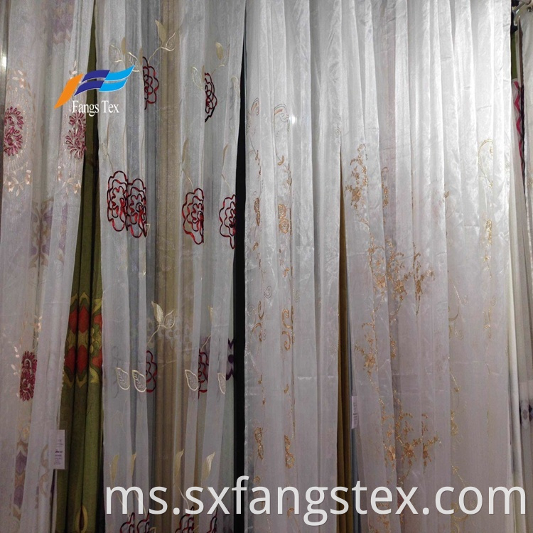 Textile Factory Embroidered Fabric Window Voile Curtain 2